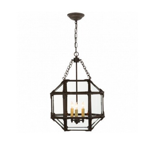 Morris Small Lantern Antique Zinc/Clear Glass