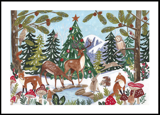 Animal Winter Scene Plakat Plakat / 30x40cm