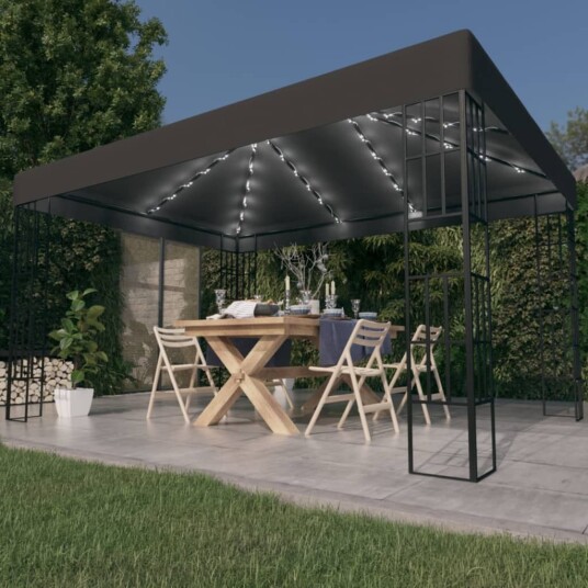 vidaXL Paviljong med LED-lysslynge 3x4 m antrasitt vidaXL Paviljong med LED-lysslynge 3x4 m antrasitt