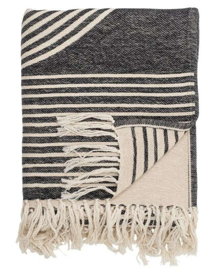 Bloomingville - Anek Throw Black/Cotton Bloomingville Bloomingville - Anek Throw Black/Cotton Bloomingville