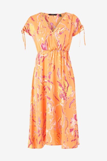 Vero Moda - Kjole vmHeart Oli 2/4 Calf Dress Wvn - Orange