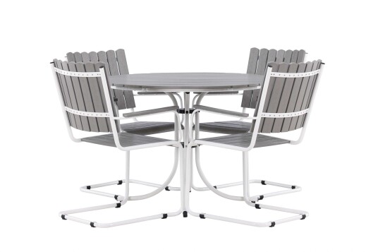 Venture Design Holmsund spisegruppe Hvit/grå 4 stoler og bord 103 cm