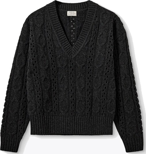 DESIGNERS REMIX Daze Cable V neck Grå M
