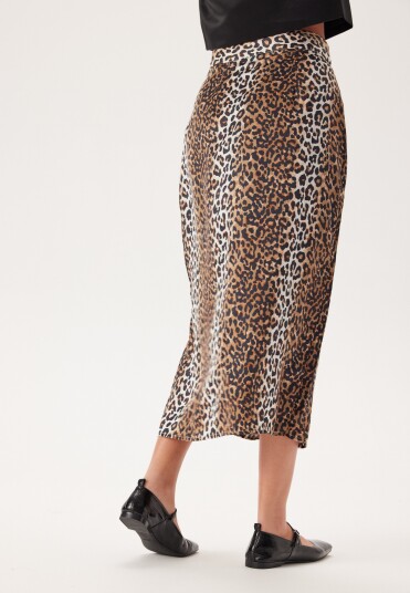 ONLY Onljane Life Long Slit Skirt  Timber Wolf Aop:wildlife S