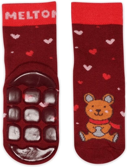 Melton Teddy Socks Anti Slip SUNDRIED TOMATO 20/22