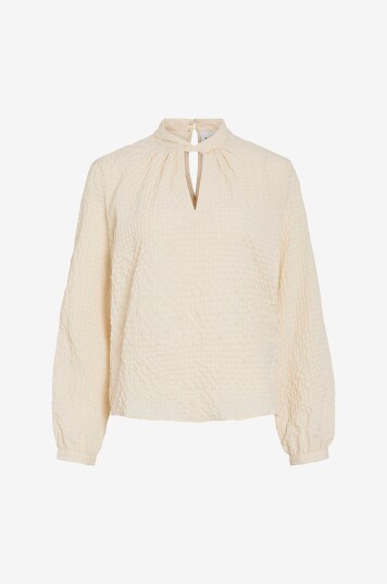 Vila Bluse viVeama L/S High Neck Top/pb Grå Vila Bluse viVeama L/S High Neck Top/pb Grå