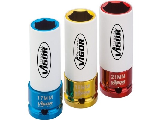 Vigor V2522, Pipenøkkelsett, 1/2", Metrisk, 3 Hode(R), 17,19,21 Mm Vigor V2522, Pipenøkkelsett, 1/2", Metrisk, 3 Hode(R), 17,19,21 Mm