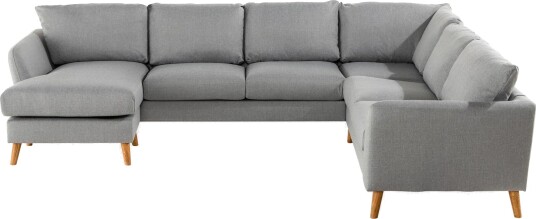 Trend 5 seters Venstrevendt U formet Hjørnesofa med Divan i Stoff Grå