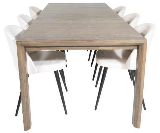 Venture Design Slider & Velvet spisegruppe Natur/svart 6 st stoler & bord 170 x 95 cm