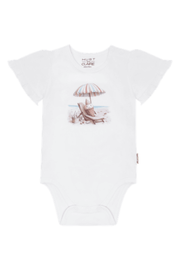 Hust & Claire Britt Sunny kortermet body til baby   white   92