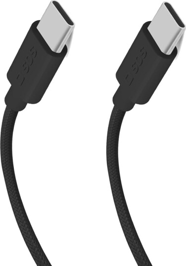 SBS 1,5m USB-C Flettet Kabel 60W Svart