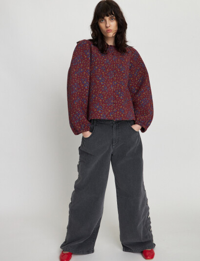 Stella Nova Quilted Flowerprinted Jacket - Burgundy - 36 Stella Nova Quilted Flowerprinted Jacket - Burgundy - 36
