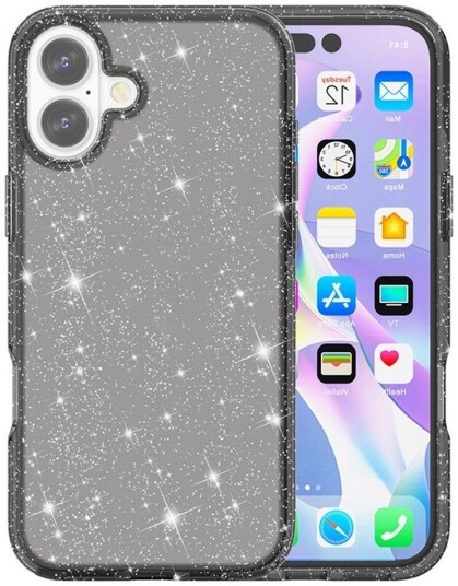 EIDERWOOD iPhone 17 Hybrid Plast Deksel - Svart Glitter