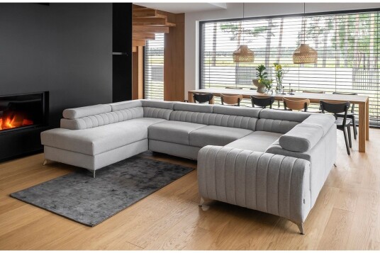 Kotori Hjørnesovesofa m. Sjeselong   Lysegrå