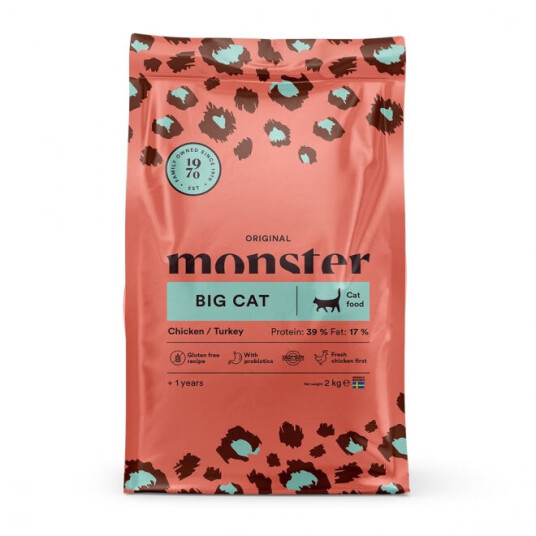 Monster Pet Food Original Big Cat Tørrfôr 2 kg Kylling og Kalkun til Katt
