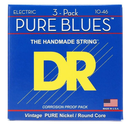 Dr Strings Phr-10-3pk Pure Blues (010-046) (3 Pakning)