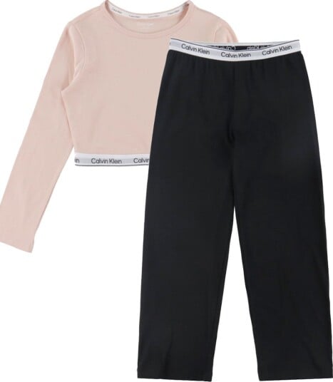 Calvin Klein Knit Pj Set (Ls+Pant) Black 152 164