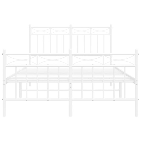 vidaXL Sengeramme i metall med hode- og fotgavl hvit 120x190 cm 8721012210646