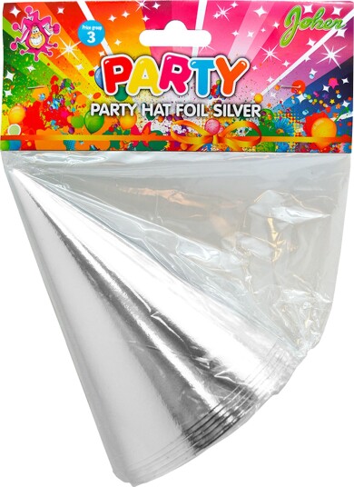 Hisab Joker Partyhatter Sølv Metallic 6-pakning 79853