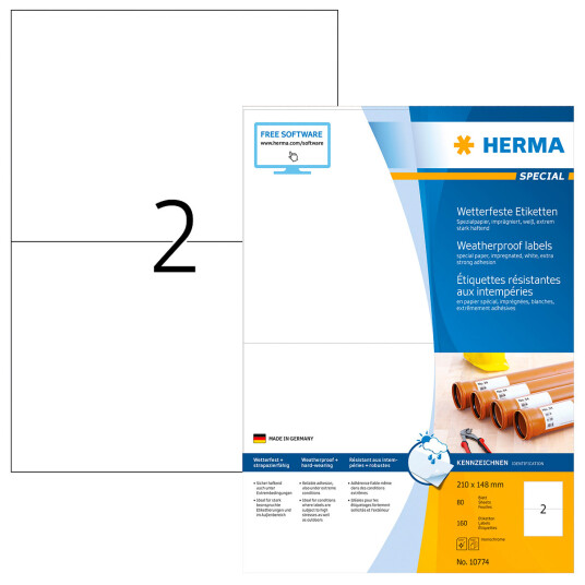 Herma V??rbestandige Etiketter 160 stk 210x148mm Herma V??rbestandige Etiketter 160 stk 210x148mm
