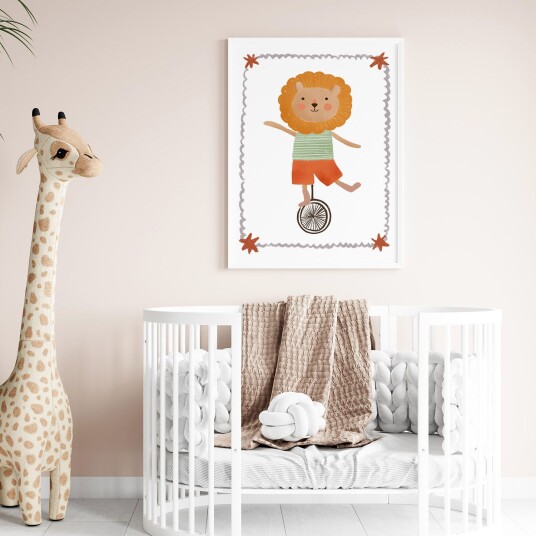Plakat Løve på Enhjulssykkel Plakat Løve på Enhjulssykkel