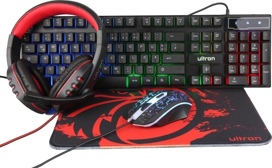 ULTRON HAWK Gaming Kit 4in1 (Tastatur+Maus+MausPad+Headset)