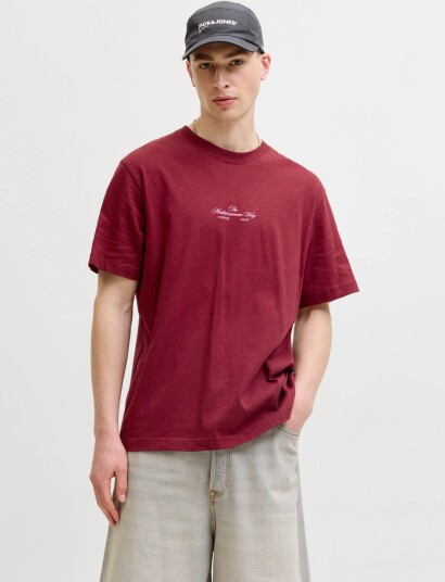 Jack & Jones Jorcassis Photo Back Tee Ss Crew Neck Burgundy XL