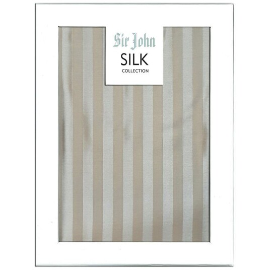 Sir John Sengesett I 100% Mulberry Silke - Grå Striper (Størrelse: 200x220)