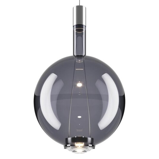 Lodes Sky-Fall Round Taklampe Stor 3000K Glossy Smoke/Glass