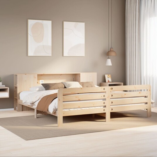 Sengeramme med madrass 200x200 cm heltre furu 8721158410658
