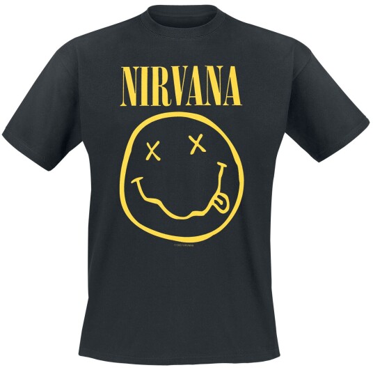Nirvana T-skjorte Smiley S til 5XL Herrer svart Nirvana T-skjorte Smiley S til 5XL Herrer svart
