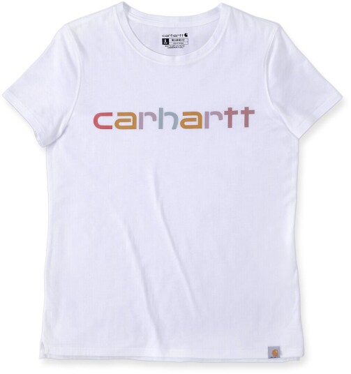 Carhartt Relaxed Fit Lightweight Multi Color Logo Graphic T-skjorte til damer M Hvit