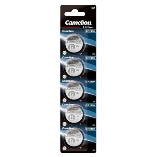 Camelion CR2450 3V Litium Knappcellebatteri 5-pakning 550mAh Camelion CR2450 3V Litium Knappcellebatteri 5-pakning 550mAh