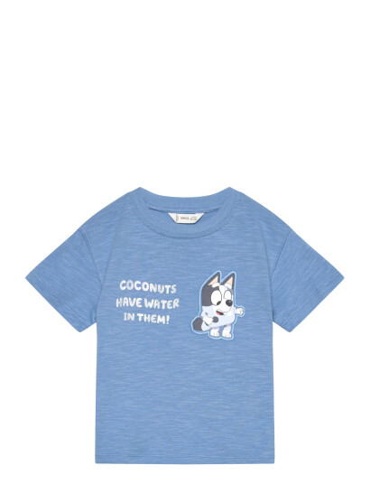 Mango Bluey Printed T-Shirt - Blue - 3-4 Mango Bluey Printed T-Shirt - Blue - 3-4