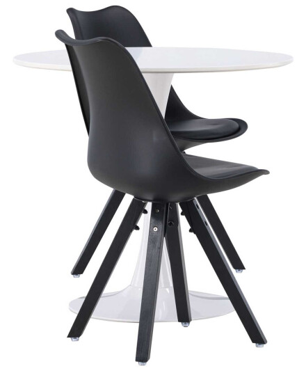 Venture Design Hamden & Zeno spisegruppe Svart/svart 2 stoler & bord 80 cm