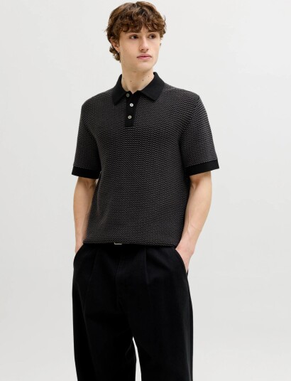 Jack & Jones Jprblukingsley Knit Polo Ss Ln Black S