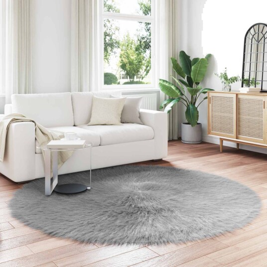 Faux Skinnmatte Tafalla Grå Ø 160 cm Polyester