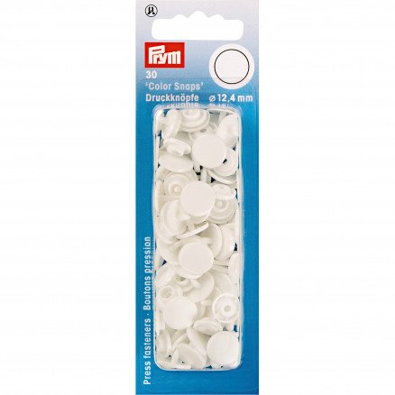 Prym Color Snaps Trykknapper av plast runde hvite 12,4 mm 30 stk