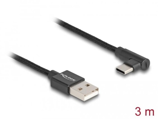 DELOCK USB 2.0 Cable Type-A male to USB Type-C™ male angled 3 m DELOCK USB 2.0 Cable Type-A male to USB Type-C™ male angled 3 m