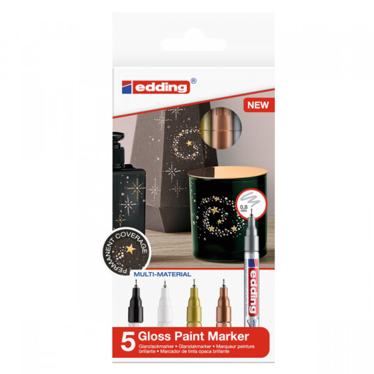 Edding Gloss Paint Marker Extra-Fine 5-set Metallic Edding Gloss Paint Marker Extra-Fine 5-set Metallic