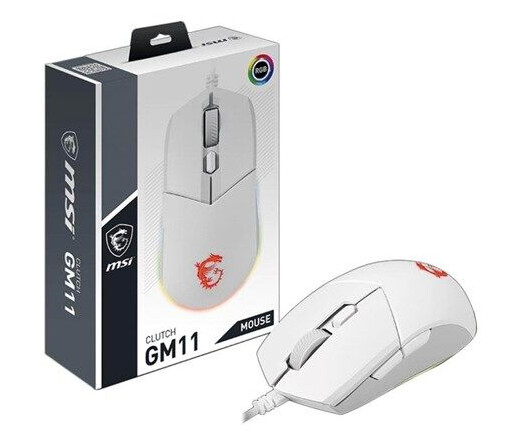 MSI Clutch GM11 - mouse - USB - white - Mus - Optisk - 6 - Hvit