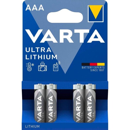 Litiumbatteri AAA | 1.5 V DC | 1100 mAh | 4-Blisterkort | Grå / Sølv Litiumbatteri AAA | 1.5 V DC | 1100 mAh | 4-Blisterkort | Grå / Sølv