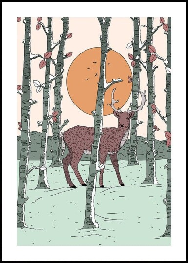 Deer In The Forest Plakat Plakat / 50x70cm Deer In The Forest Plakat Plakat / 50x70cm