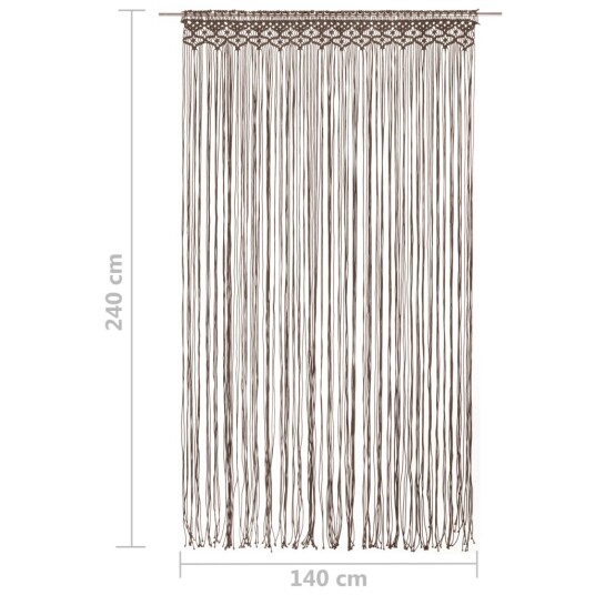 vidaXL Makramé gardin gråbrun 140x240 cm bomull vidaXL Makramé gardin gråbrun 140x240 cm bomull