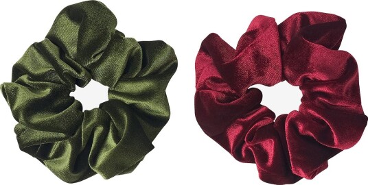 Ellos Collection - Scrunchie i fløyel 2-pakning - Grønn