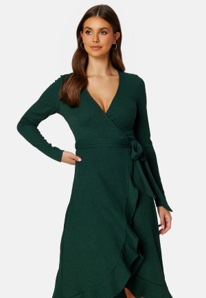 Happy Holly Lianna Structure Frill Dress Dark green 32/34