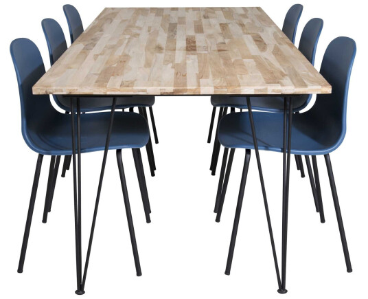 Venture Design Bali & Arctic spisegruppe Natur/blå 6 st stoler & bord 200 x 90 cm