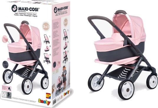 Smoby Smoby 3-In-1 Doll Stroller, Pink - Pink - ONE SIZE Smoby Smoby 3-In-1 Doll Stroller, Pink - Pink - ONE SIZE