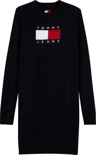 Tommy Jeans Tjw Sparkle Flag Sweater Dress BLACK S