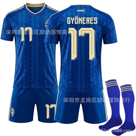 Sverige VM 2026 Fotballdrakt Gyökeres #17 Hjemmedrakt Barn & Voksne Nr.17 Gyökeres